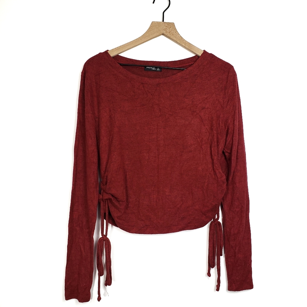 Popular Basic Red Ruched Sweater